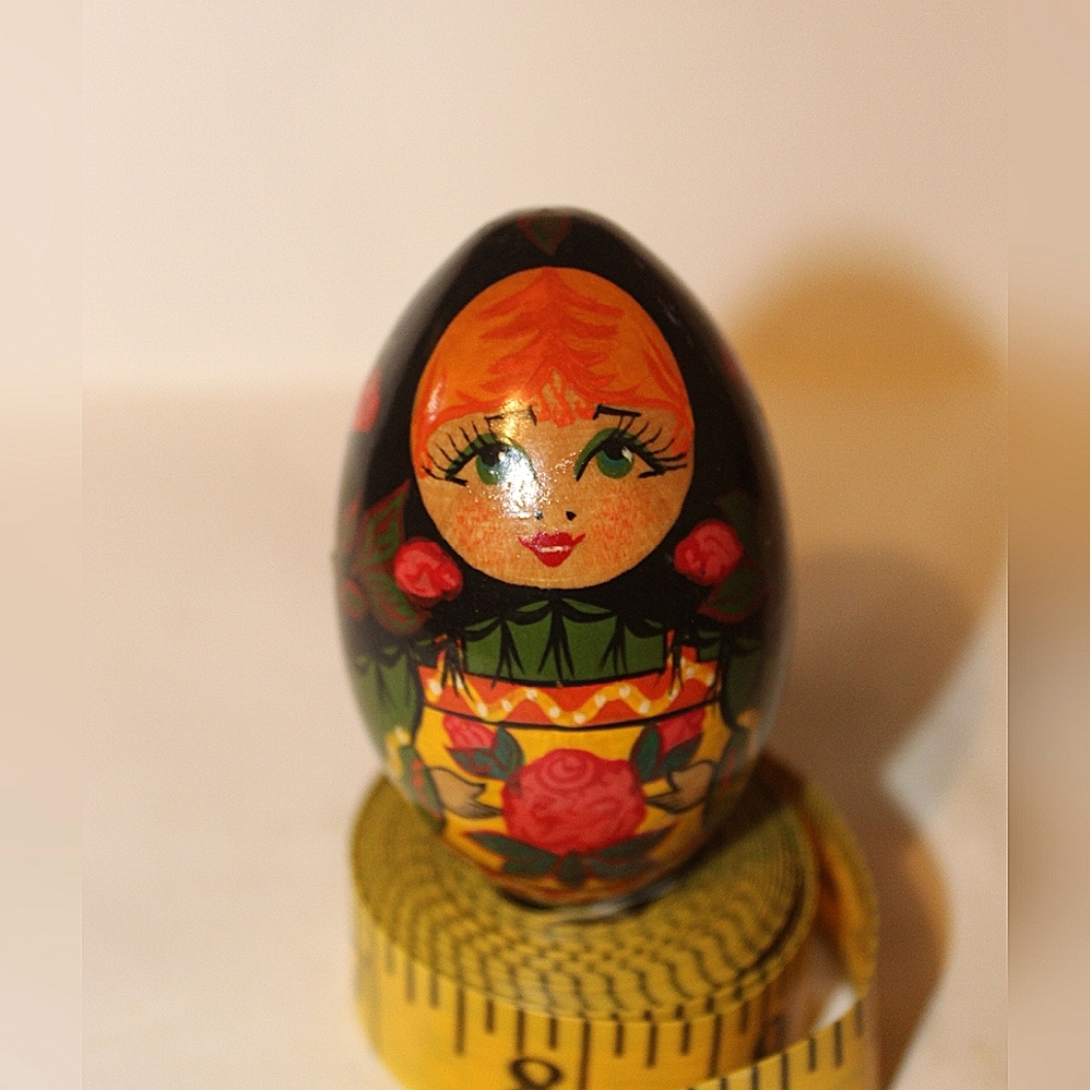 Russian matryoshka handcarved Easter egg